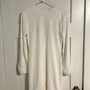 Pink Lily White Sequin Dress